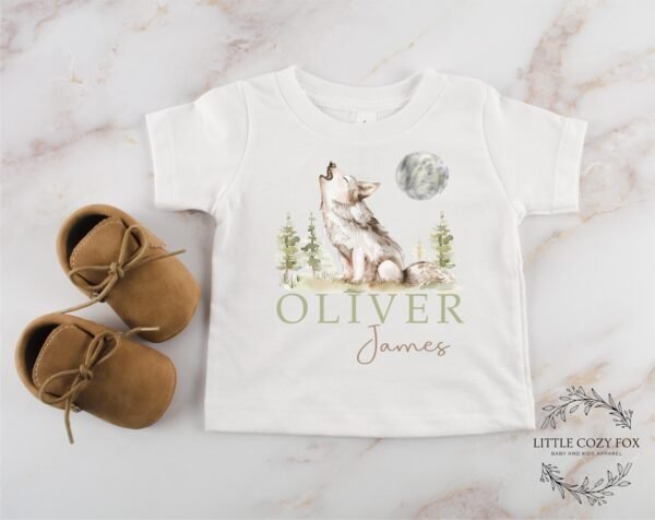 Woodland Baby Shower Gift Custom Wolf Onesie® Personalized Howling Wolf Bodysuit Forest Animal Baby Outfit Rustic Newborn Clothes - Image 6