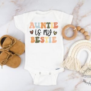 Aunties is my Bestie Baby Onesie®-Funny Aunt Baby Bodysuit-Funny Baby Clothes-Niece outfit-Bestie Baby Gift-Auntie Baby Reveal-Aunt Gift
