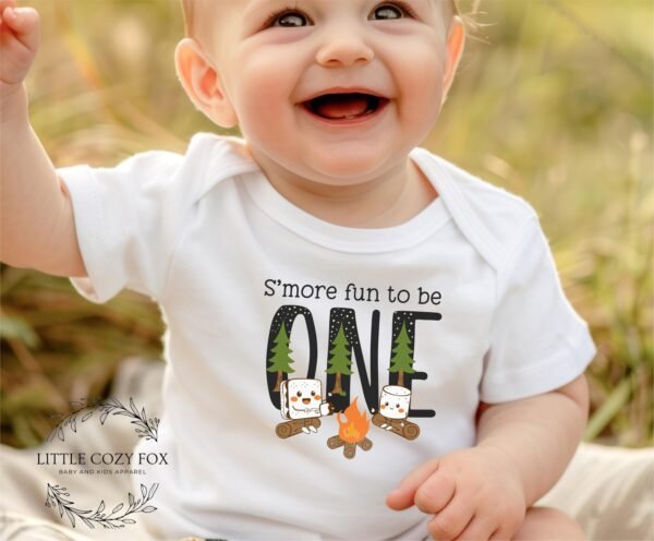 Smore Fun To Be One Onesie® First Birthday Shirt Camping Smore Birthday Party 1st Birthday Boy First Birthday-Girl First Birthday- Campfire - Image 2