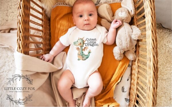 Cutest Little Dragon Baby Onesie® Baby Dragon Bodysuit Cute Baby Announcement Shower Gift-Gender Neutral Gift - Image 3