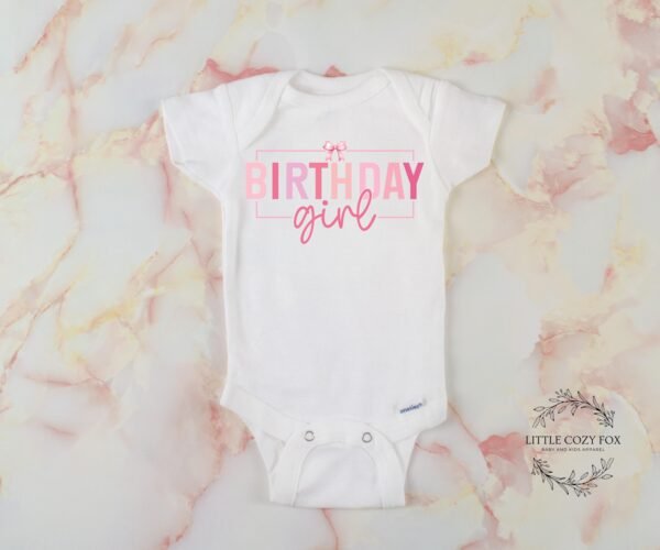 Girl First Birthday Outfit Pink Bow Croquette Birthday Onesie® Baby Bodysuit Birthday Bow Shirt Girl First Birthday Outfit Simple Birthday
