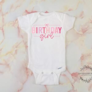 Girl First Birthday Outfit Pink Bow Croquette Birthday Onesie® Baby Bodysuit Birthday Bow Shirt Girl First Birthday Outfit Simple Birthday