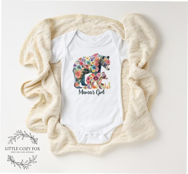 Mama’s Girl Floral Bear Shirt Whimsical Mother Daughter Baby Outfit Flower Bear Design Outfit Mama’s Girl Floral Bear Onesie® Nature-Themed - Image 5