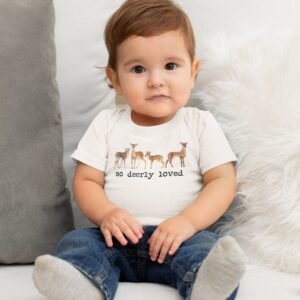 il_fullxfull.6692280149_5yys.jpg So deerly loved baby onesie® Deer baby gift Hunting baby gift Woodland baby shower gift Deer baby bodysuit Cute woodland baby