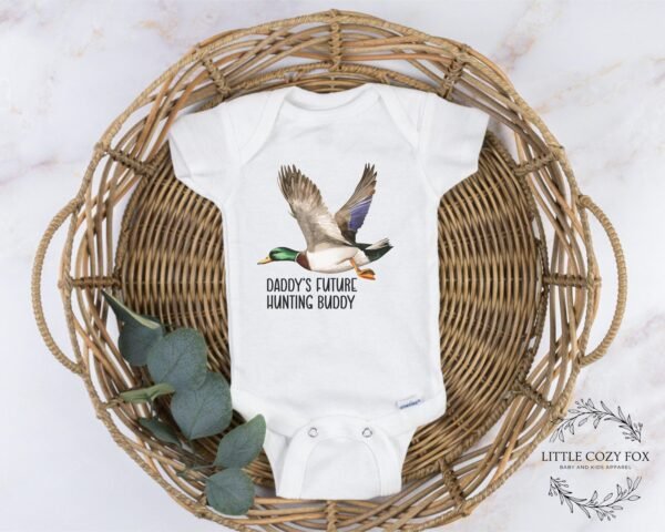 Duck Hunting Daddy's Future Hunting Buddy Onesie® Hunting Baby Gift Mallard Duck Baby Onesie® Hunting Themed-Mallard Duck Baby Shower Gift - Image 4