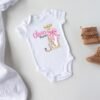 Personalized Baby Onesie® with Cheetah and Bow Design Animal Theme Baby Shower Gift