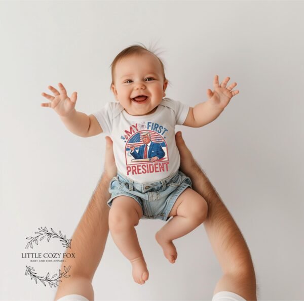 Patriotic Baby Outfit My First President Onesie® USA Election Year Bodysuit Fourth of July Baby Clothes Trump Baby Gift Announcement