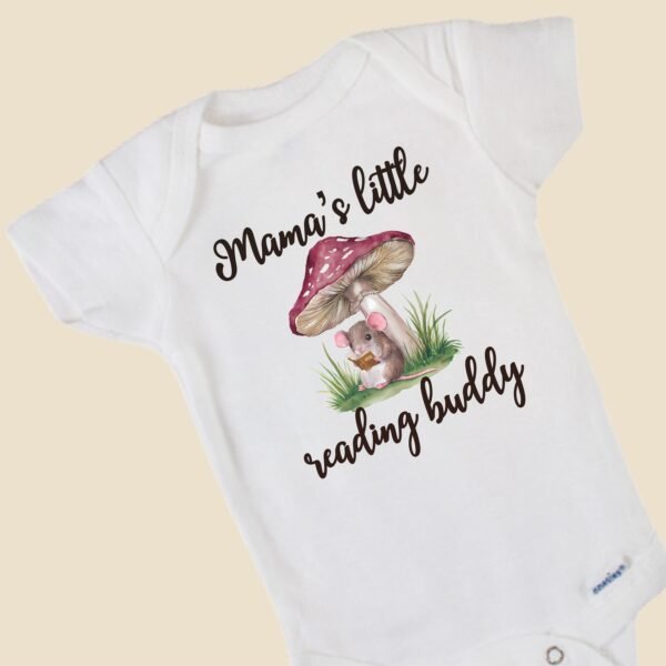 Mama's Little Reading Buddy Onesie® Cute Baby Gift Book Lover Baby Outfit Woodland Theme Baby Bodysuit - Image 2