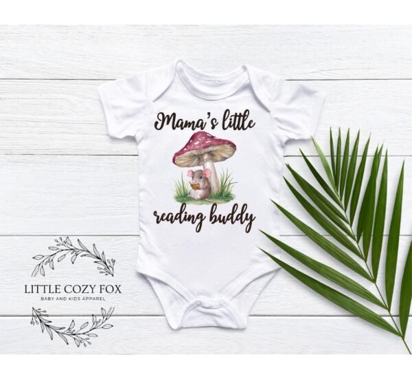 Mama's Little Reading Buddy Onesie® Cute Baby Gift Book Lover Baby Outfit Woodland Theme Baby Bodysuit - Image 4