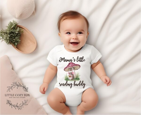 Mama's Little Reading Buddy Onesie® Cute Baby Gift Book Lover Baby Outfit Woodland Theme Baby Bodysuit