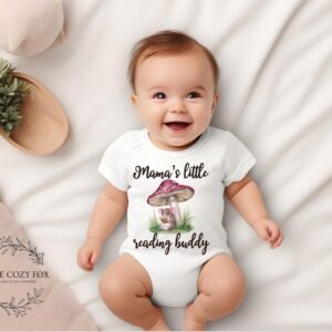 il_fullxfull.6696463000_smvj.jpg Mama's Little Reading Buddy Onesie® Cute Baby Gift Book Lover Baby Outfit Woodland Theme Baby Bodysuit