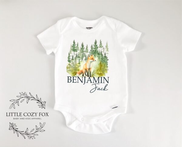Woodland Fox Baby Onesie® Nature Themed Baby Outfit Watercolor Forest Animal Bodysuit - Image 4