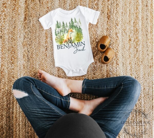Woodland Fox Baby Onesie® Nature Themed Baby Outfit Watercolor Forest Animal Bodysuit - Image 10