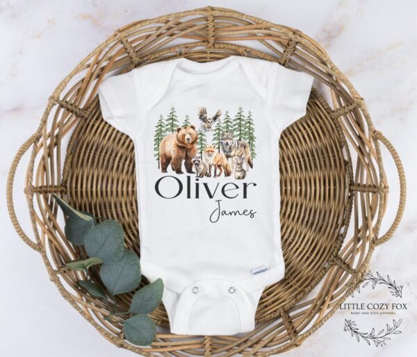 Personalized Forest Animal Baby Onesie® for Nature Lovers Adventure-Themed Baby Gift Woodland Creatures - Image 10