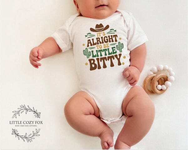 It's Alright to Be Little Bitty Baby Onesie® Western Cowboy Theme - Funny Country Baby Gift -Cactus Print-Western-Themed Baby Onesie-Rustic - Image 5