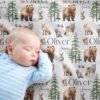 il_fullxfull.6701922886_ouub.jpg Forest Animal Personalized Baby Blanket Woodland Friends Fox Bear and Raccoon Design