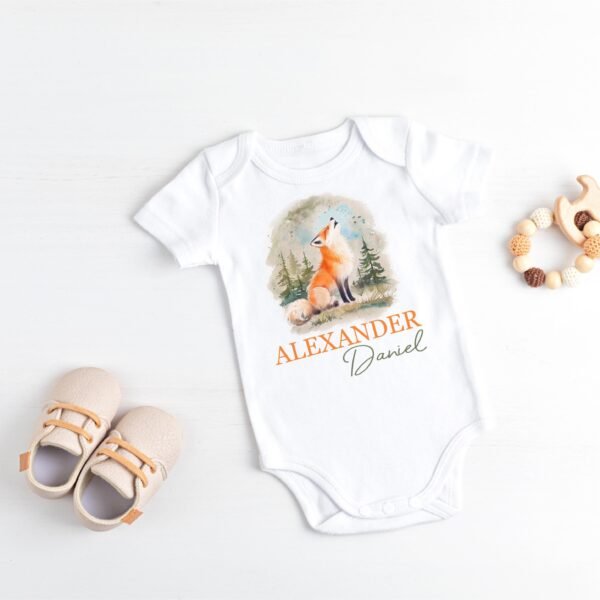 Personalized Woodland Fox Baby Onesie® Custom Name Forest Theme Outfit - Image 9