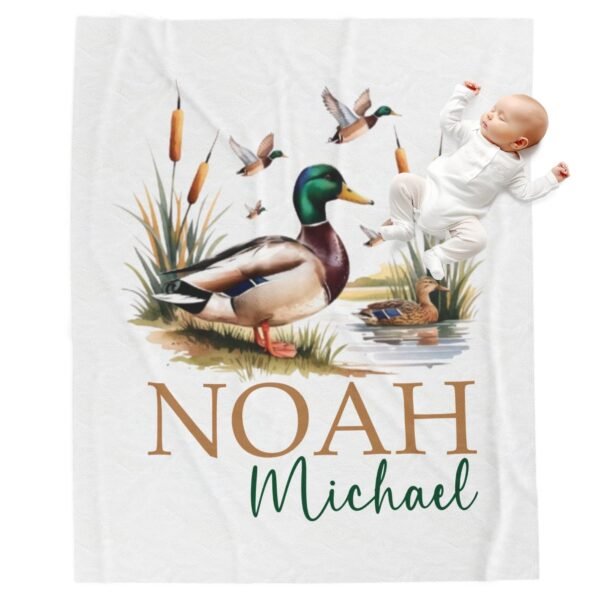 Personalized Mallard Duck Baby Blanket Duck Nursery Custom Name Blanket with Mallard Duck Personalized Throw Blanket Baby Shower Gift - Image 10