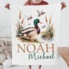Personalized Mallard Duck Baby Blanket Duck Nursery Custom Name Blanket with Mallard Duck Personalized Throw Blanket Baby Shower Gift