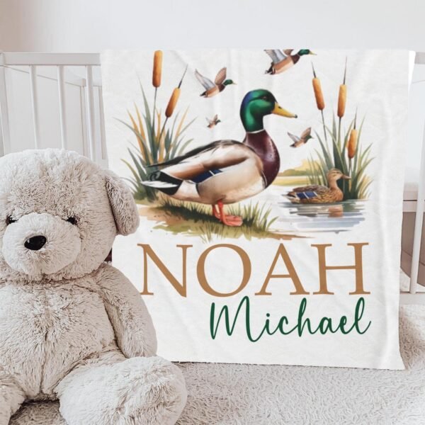 Mallard Duck Personalized Baby Blanket Duck Nursery Custom Name Blanket with Mallard Duck Personalized Throw Blanket Baby Shower Gift