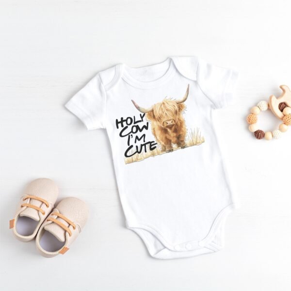 Holy Cow I’m Cute Baby Onesie® Highland Cow Western Baby Bodysuit Baby Gift Farm Themed Shirt-Baby Shower Rustic Birthday - Image 6