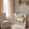 Personalized Woodland Fox Baby Blanket Forest Nursery Decor Custom Baby Gift Cozy Keepsake Woven Blanket