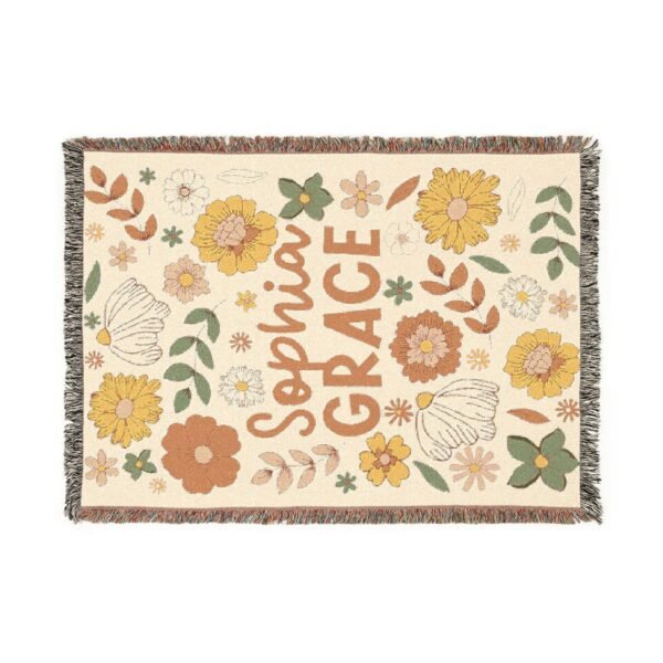 Personalized Name Baby Blanket Floral Baby Girl Custom Name Nursery Decor Gift Custom Woven Blanket Boho Hippie Nursey Wall Tapestry - Image 8