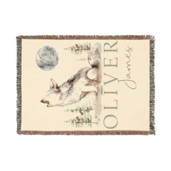Woodland Baby Blanket Wolf Nursery Decor Forest Theme Crib Blanket - Personalized Cotton Tapestry Nature - Unique Baby Shower Gift - Image 8