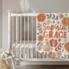 Retro Boho Custom Baby Name Gift Personalized Floral Groovy Flower Name Blanket  Floral Nursery Decor