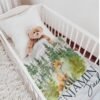 il_fullxfull.6714096352_sd94.jpg Fox Woodland Animal Personalized Custom Baby Blanket - Forest Theme Newborn Gift Cozy Keepsake
