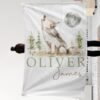 Woodland Nursery Decor Custom Name Blanket Personalized Wolf Baby Blanket Woodland Nursery Gift