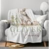 Woodland Nursery Decor Custom Name Blanket Personalized Wolf Baby Blanket Woodland Nursery Gift