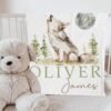 Woodland Nursery Decor Custom Name Blanket Personalized Wolf Baby Blanket Woodland Nursery Gift