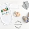Personalized Woodland Baby Onesie® Custom Moose Bodysuit Rustic Forest Newborn Outfit Personalized Forest Baby Clothes
