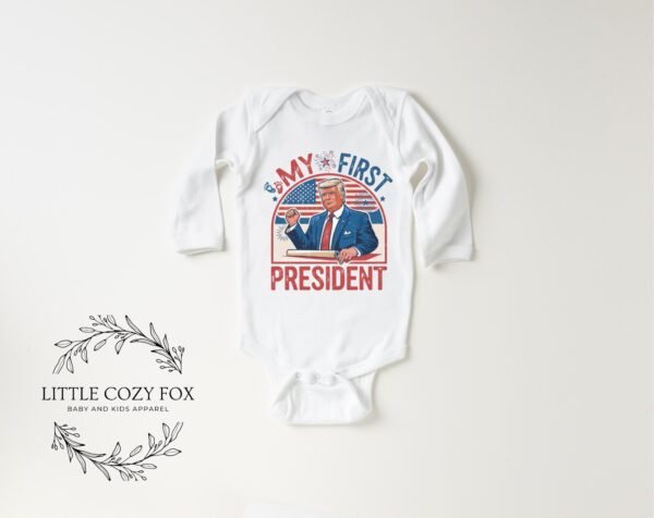 Patriotic Baby Outfit My First President Onesie® USA Election Year Bodysuit Fourth of July Baby Clothes Trump Baby Gift Announcement - Image 5