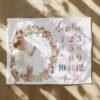il_fullxfull.6718816494_42es.jpg Personalized Floral Baby Milestone Blanket Boho Newborn Photo Prop Flower Girl Monthly Growth Tracker