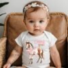 Personalized Horse Baby Onesie® Custom Baby Gift With Name Equestrian Coquette Bow Baby Outfit