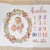 il_fullxfull.6719040712_3cld.jpg Personalized Floral Baby Milestone Blanket Boho Newborn Photo Prop Flower Girl Monthly Growth Tracker