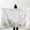 il_fullxfull.6719456372_uaox.jpg Personalized Baby Milestone Blanket Wolf Design Forest Theme Newborn Photography
