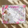 Personalized Baby Milestone Blanket Floral Design Newborn Monthly Photography Prop