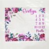 il_fullxfull.6722603302_cg54.jpg Personalized Baby Milestone Blanket Purple Floral Design Newborn Monthly Photography Prop