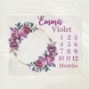 il_fullxfull.6722686746_siyu.jpg Personalized Girly Baby Milestone Blanket Purple Floral Wreath Design Newborn Monthly Photography Prop