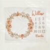 Personalized Floral Baby Milestone Blanket Custom Name Monthly Growth Tracker