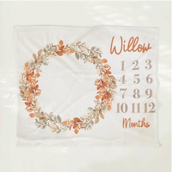 Personalized Floral Baby Milestone Blanket Custom Name Monthly Growth Tracker - Image 6