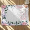 il_fullxfull.6723929738_7hwt.jpg Personalized Floral Baby Milestone Blanket Custom Name Pink Green Purple Photography Prop Baby Shower Gift
