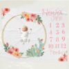 il_fullxfull.6726479516_5uaf.jpg Custom Floral Cactus Baby Milestone Blanket Personalized Monthly Photo Prop Newborn Gift