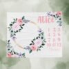 Personalized Girly Baby Milestone Blanket Floral Wreath Design Newborn Monthly Photography Prop