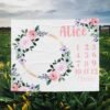 Personalized Girly Baby Milestone Blanket Floral Wreath Design Newborn Monthly Photography Prop
