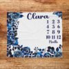 il_fullxfull.6726582802_2qxv.jpg Blue Dark Floral Baby Milestone Blanket Custom Name Gothic Dark Blue Monthly Growth Tracker Personalized Girl Nursery Gift