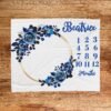 il_fullxfull.6726615516_glzg.jpg Dark Blue Floral Personalized Baby Milestone Blanket Blue Floral Design Dark Floral Gothic Blue Monthly Photoshoot Prop